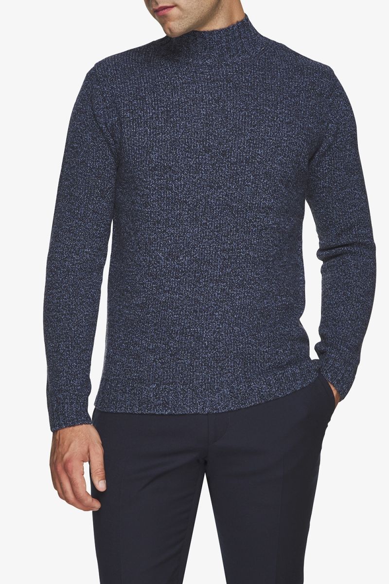 Wollen Turtle Blauw Melange