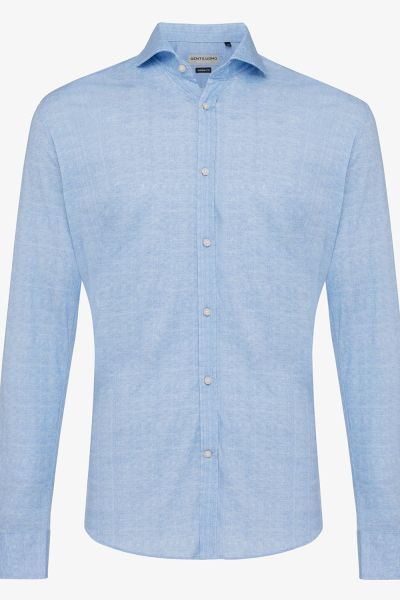 Jersey overhemd lichtblauw