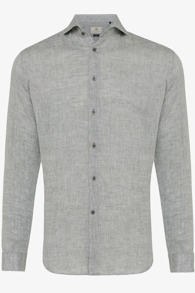 Linnen overhemd fashion-wit grijs/groen