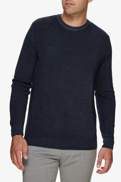 Gewassen wollen trui donkerblauw