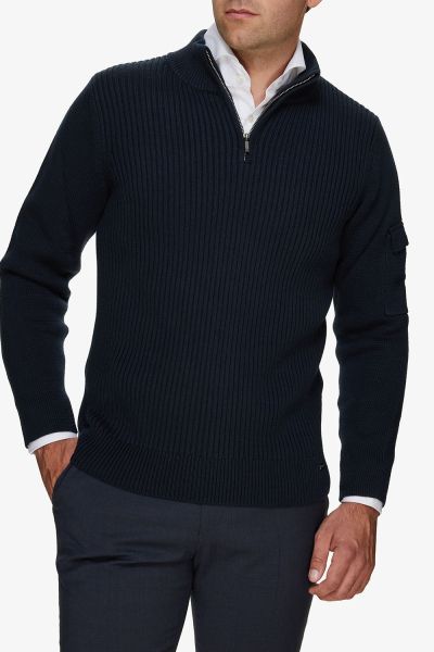 Turtle zip katoen donkerblauw