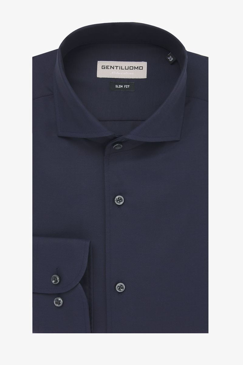 Travel overhemd one-piece collar donkerblauw
