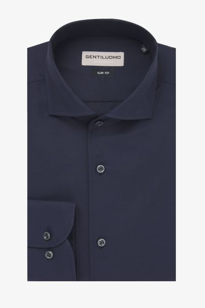 Travel overhemd one-piece collar donkerblauw