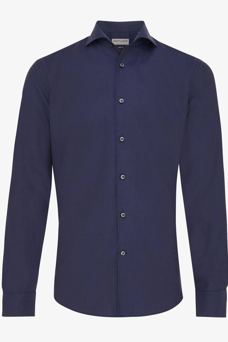 Travel overhemd one-piece collar donkerblauw