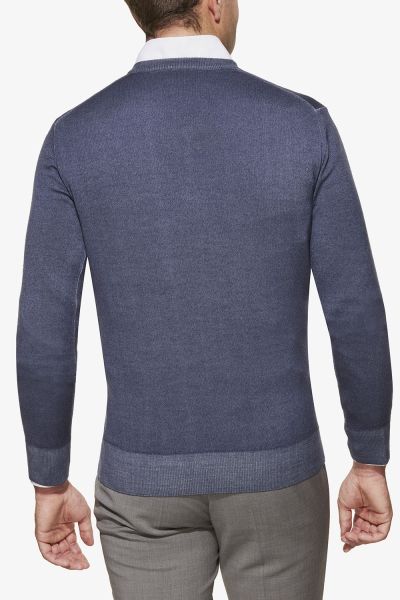 Gewassen trui v-hals jeansblauw