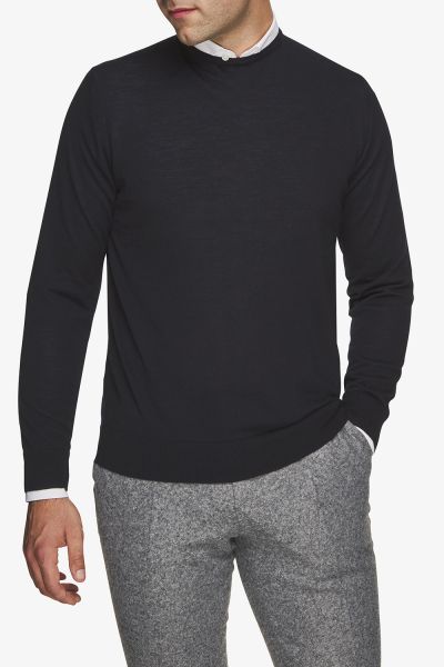 Merino wollen trui donkerblauw