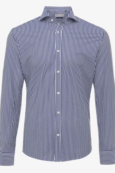 Dynamic overhemd fashion-fit donkerblauw gestreept