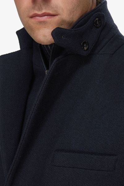 Wollen coat moreno donkerblauw