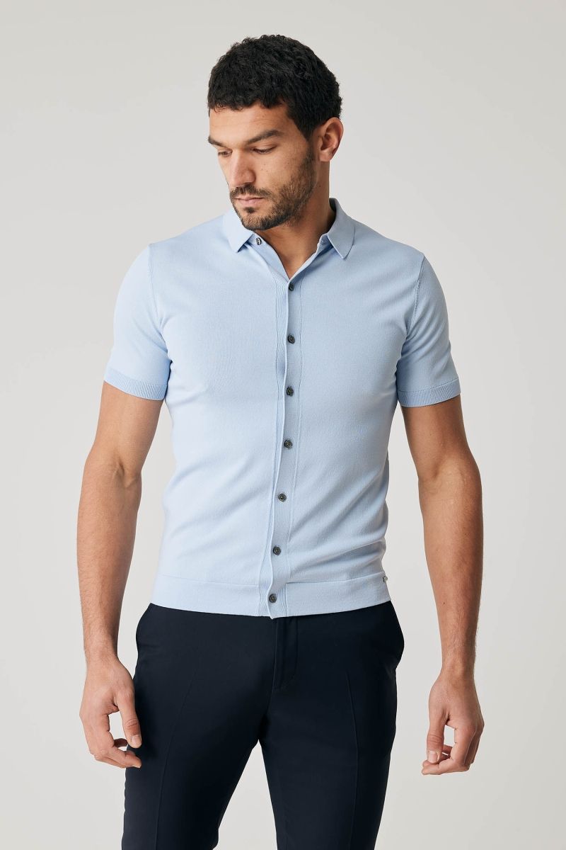 Cool dry polo 8 knoop Lichtblauw