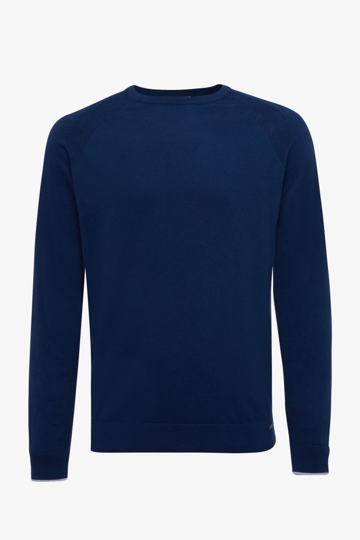 Katoen zijde trui ronde hals donkerblauw