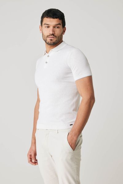 Katoen zijde polo donkerblauw