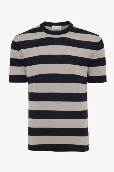 Gestreept T-shirt blauw/beige