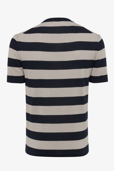 Gestreept T-shirt blauw/beige