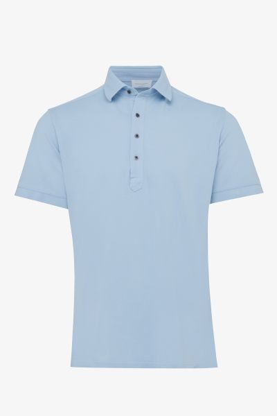 Gewassen Pique polo lichtblauw