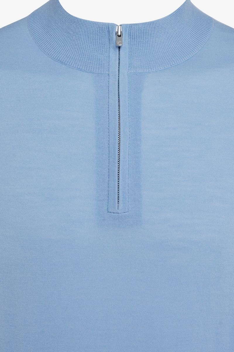 Lichtblauwe Gold turtle zip merino