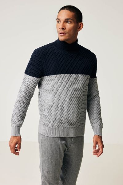 Grijs/donkerblauwe coltrui