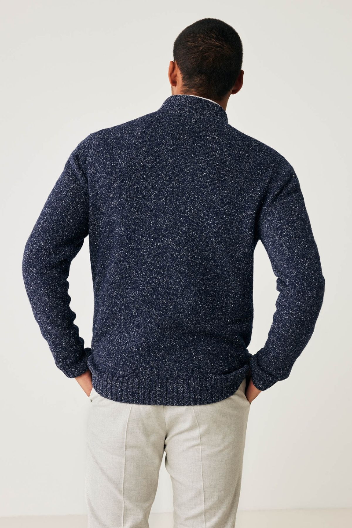 Blauwe wol zijde button turtle