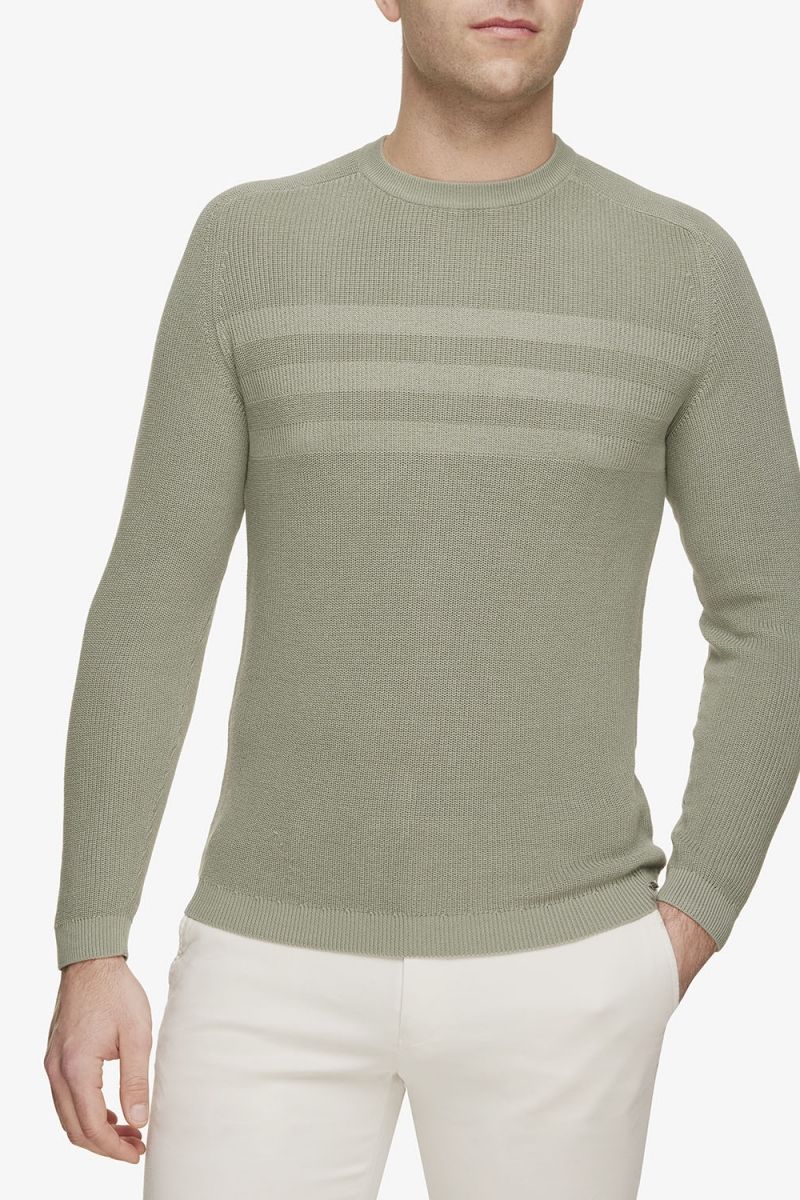 Luxe Trui Met Banen Groen