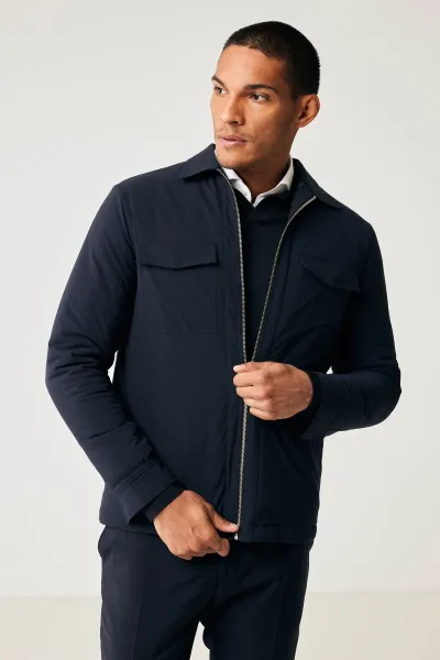 Donkerblauw Padded overshirt