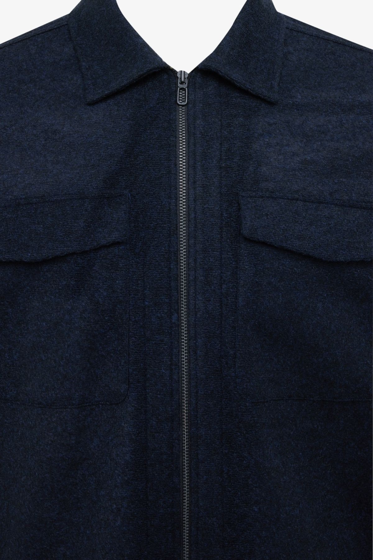 Donkerblauw boiled wool overshirt
