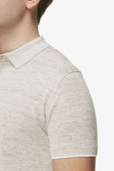 Linnen Polo Melange Ecru
