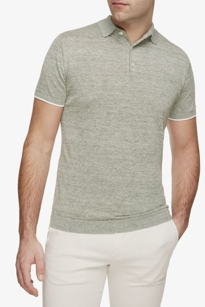 Linnen Polo Melange Groen