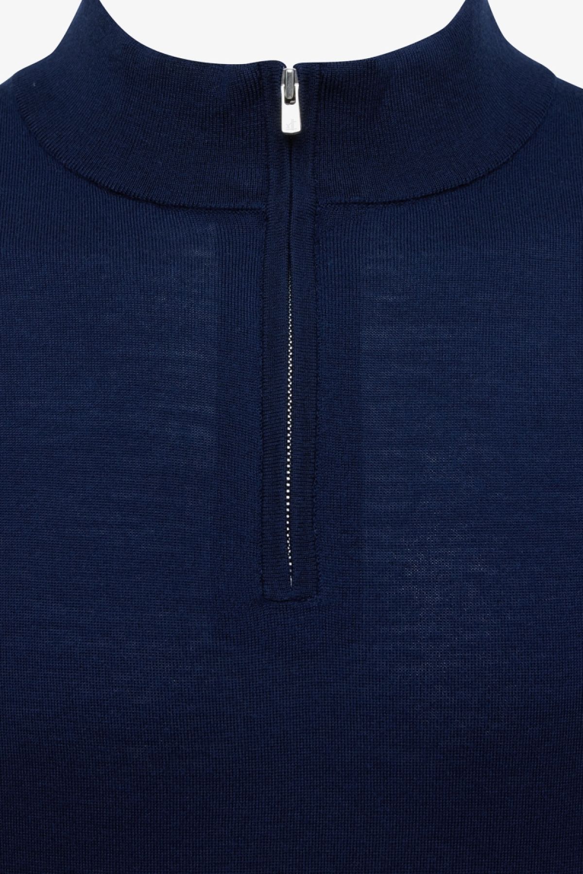 Donkerblauwe Gold turtle zip merino