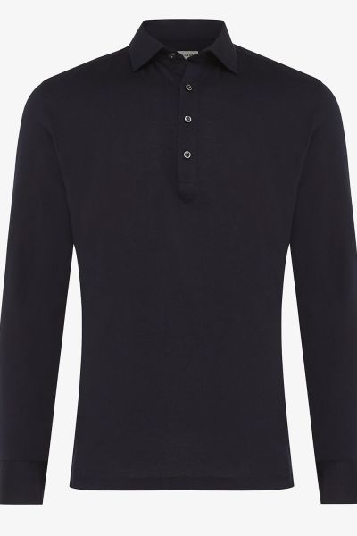 Overhemd Polo Kraag Donkerblauw