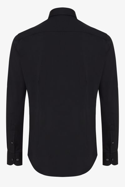 Zwart overhemd dynamic jersey slim-fit