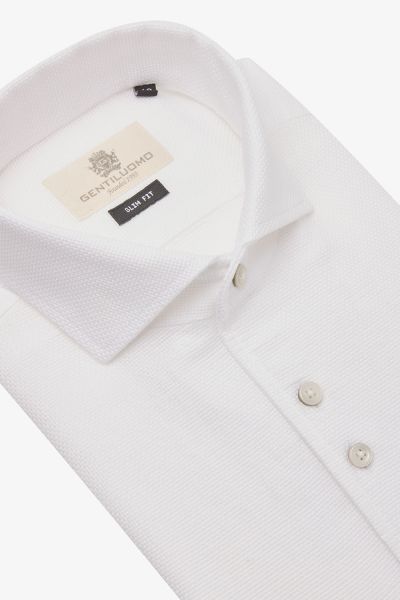 Overhemd Slim-Fit Wit Structuur