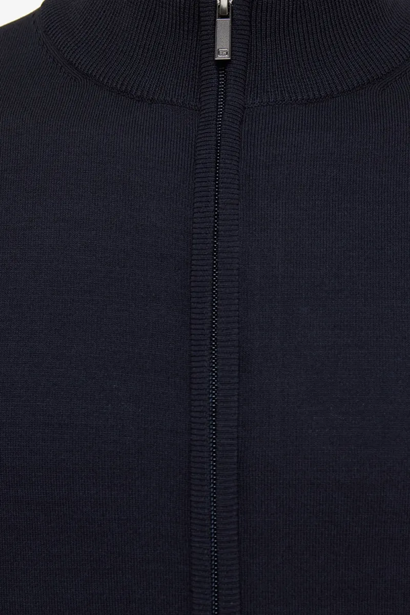 Donkerblauwe cardigan zip