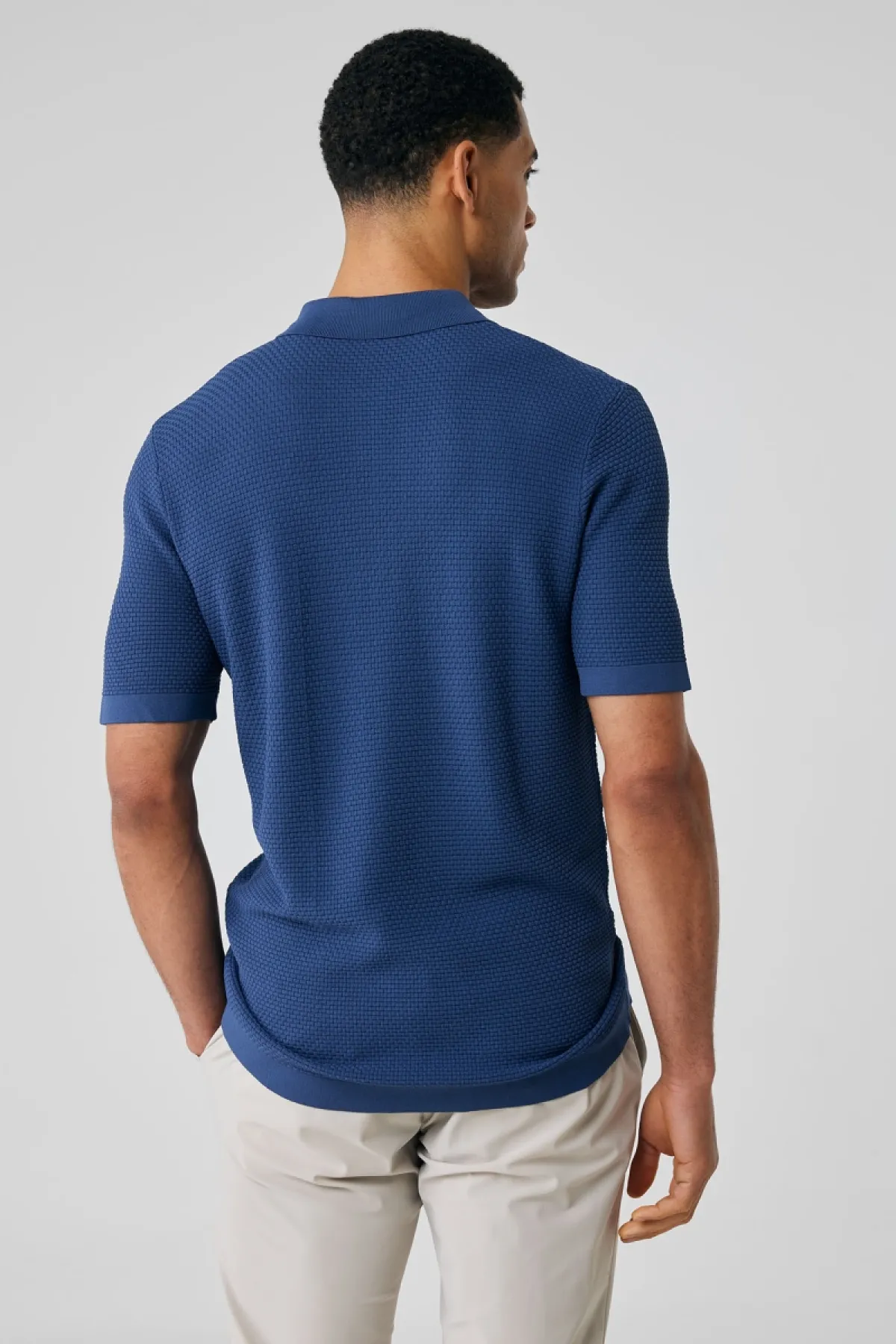 Blauwe cool dry structuur polo