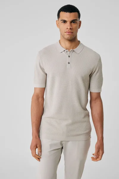 Beige cool dry structuur polo