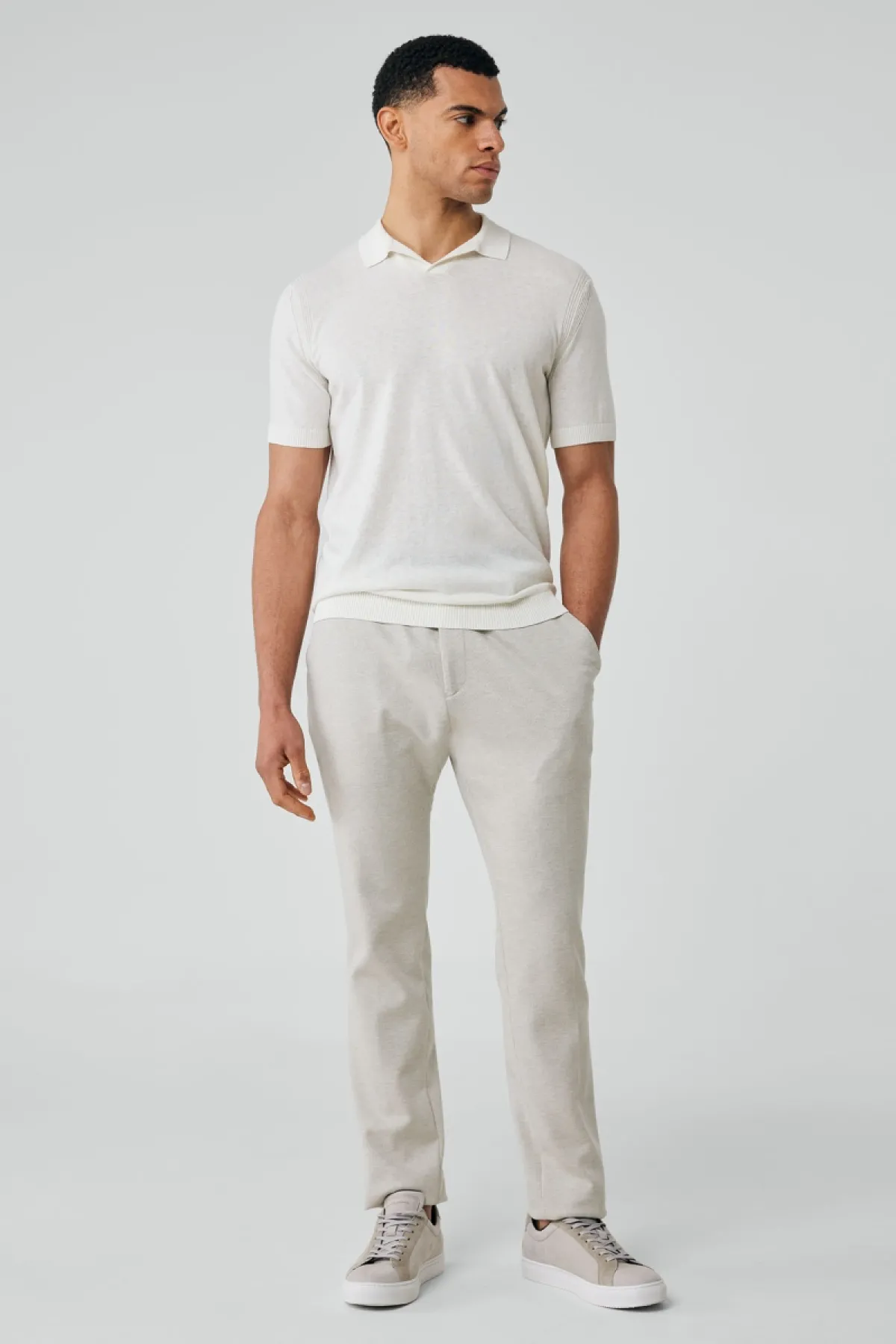 Witte gold polo no button