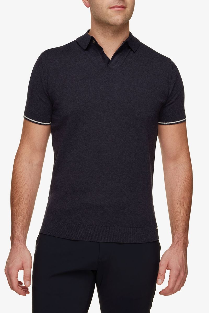 Gebreide Polo 1 Knoop Donkerblauw