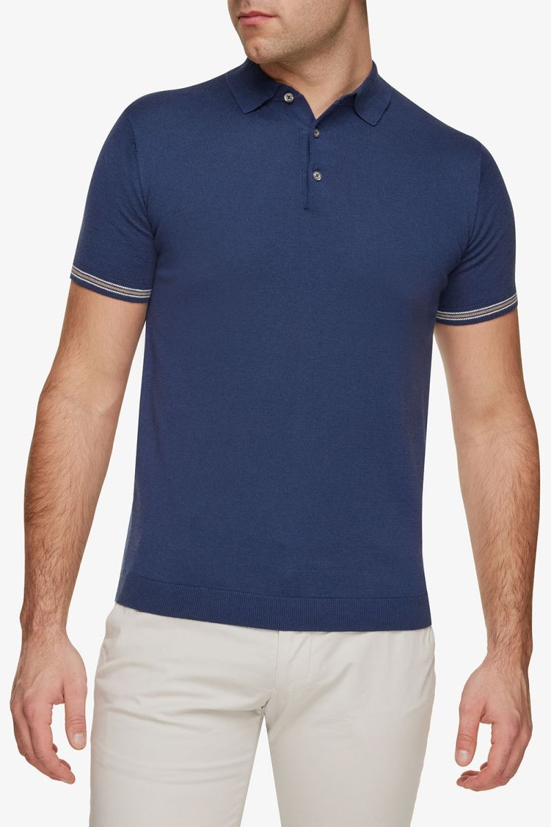 Katoen Zijde Polo Donkerblauw