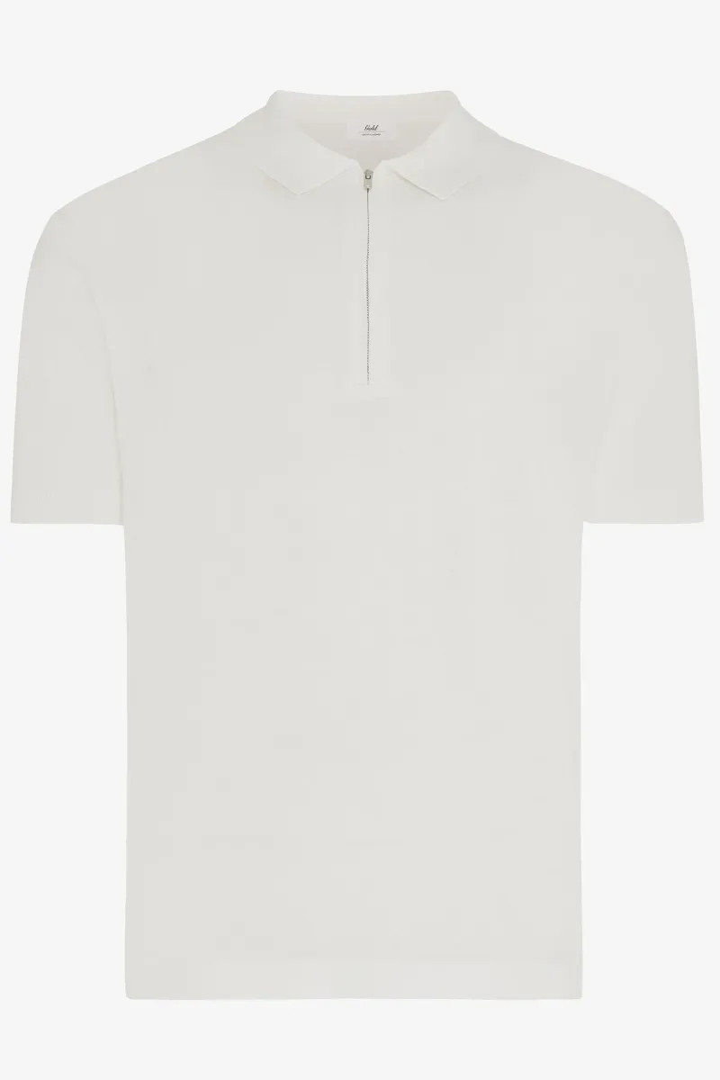Witte zip polo
