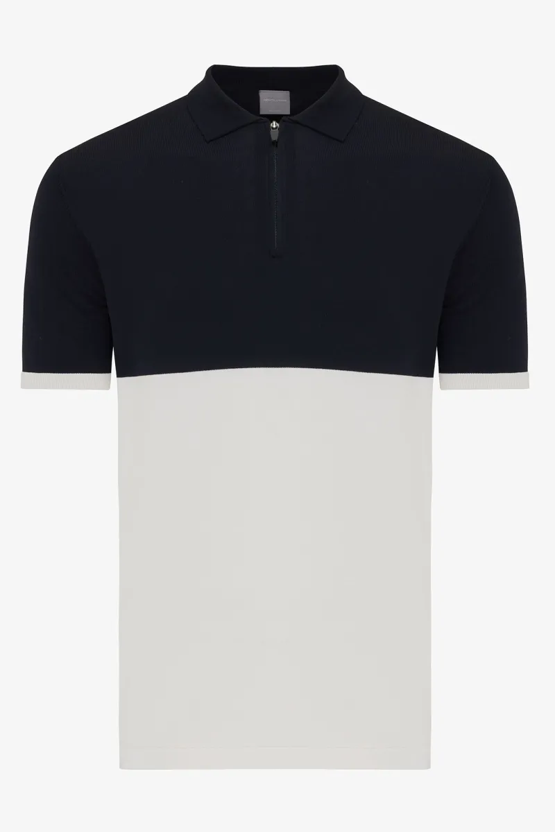 Cool dry polo zip donkerblauw