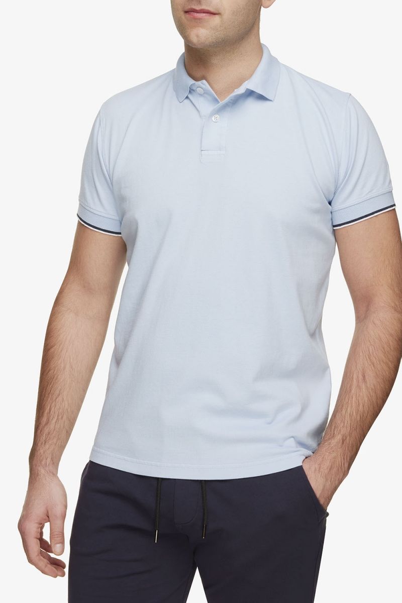 Pique Stretch Polo Lichtblauw
