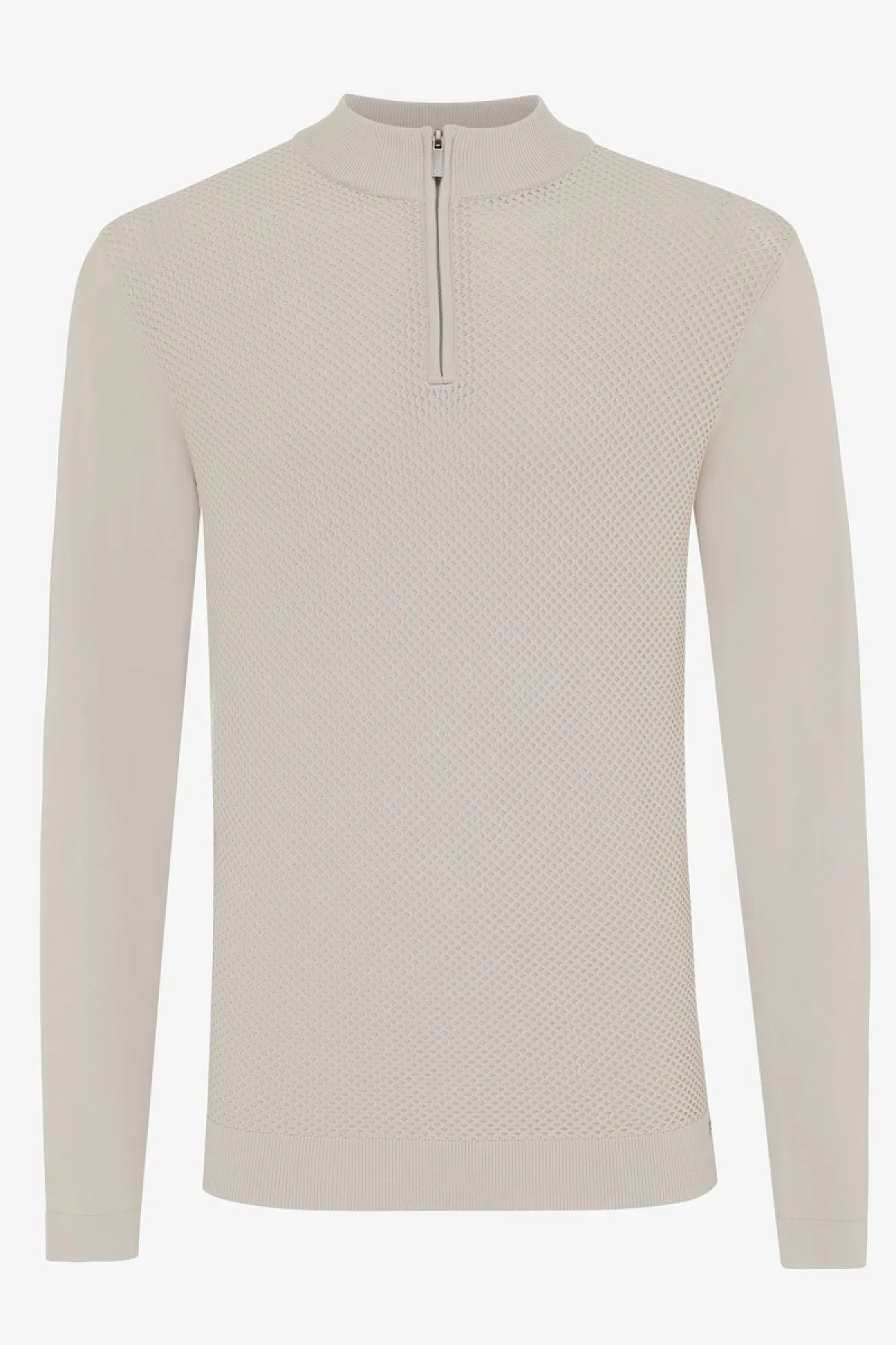 Beige half zip structuur