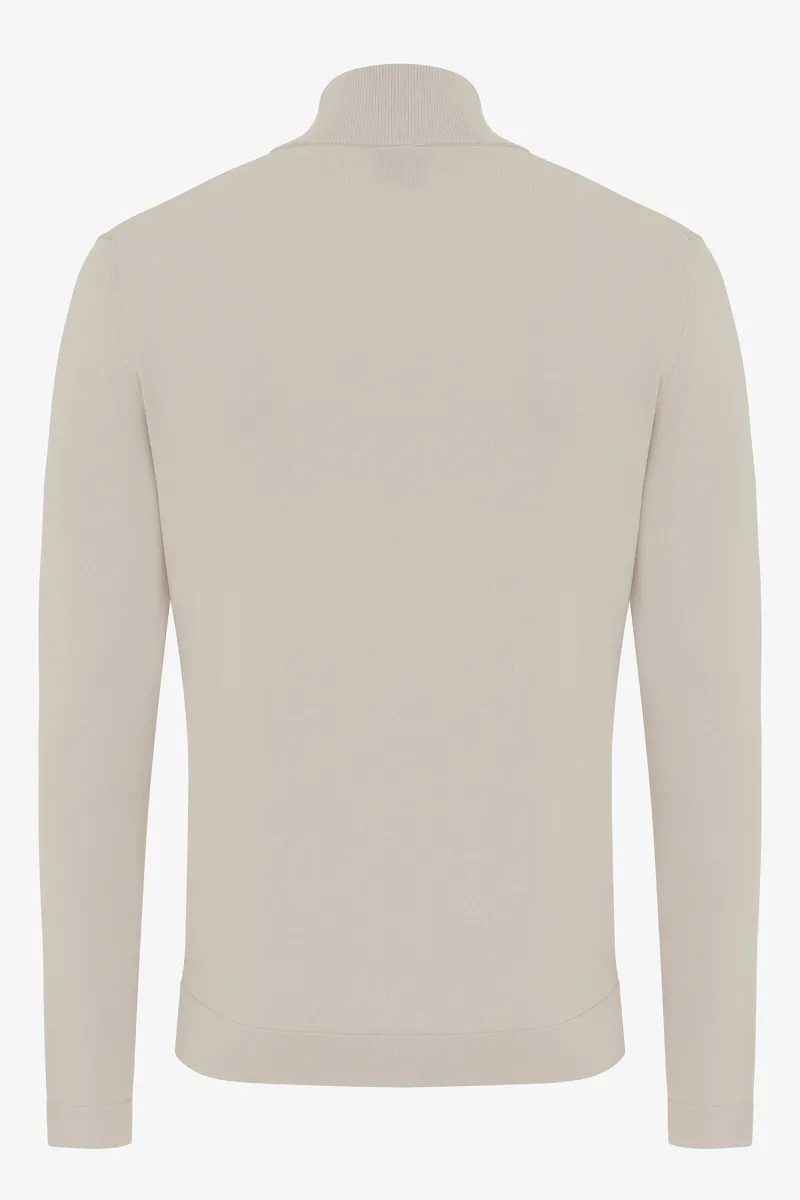 Beige half zip structuur