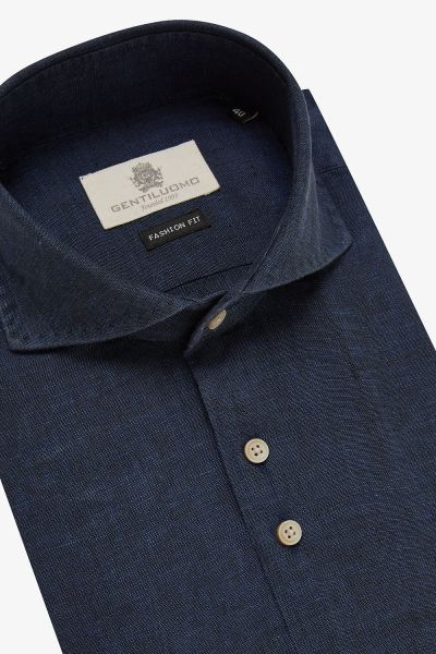 Linnen overhemd Fashion-Fit Blauw Melange