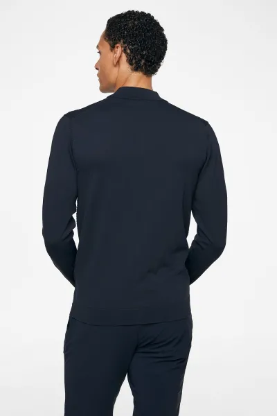 Donkerblauw half zip structuur