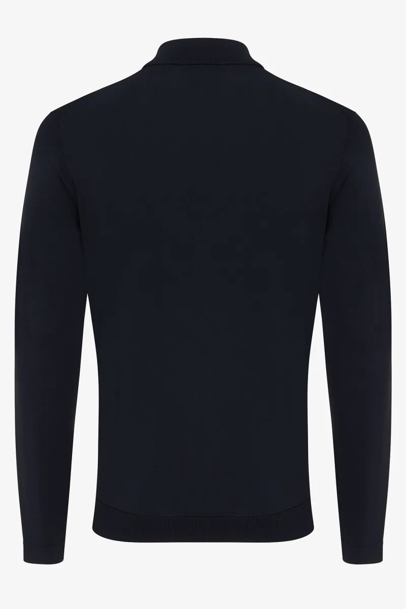 Donkerblauw half zip structuur