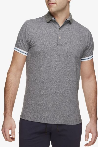 Pique Stretch Polo Blauw Melange