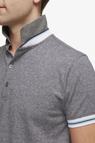 Pique Stretch Polo Blauw Melange