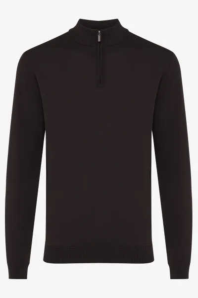 Donkerbruine half zip