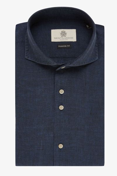 Linnen overhemd Fashion-Fit Blauw Melange