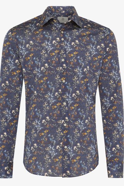 Overhemd Fashion-Fit Bloemenprint Blauw