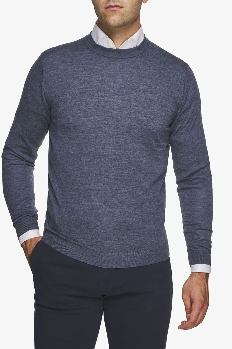 Gold Ronde Hals Blauw Melange